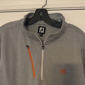 FootJoy Light Gray Half-Zip Pullover with Orange Accents
